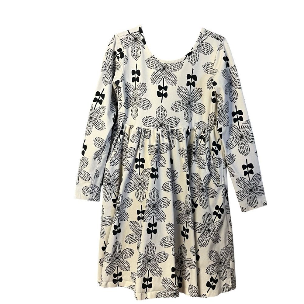 Hanna Andersson Girls Floral Cotton Dress Size 8 Long Sleeve Pockets